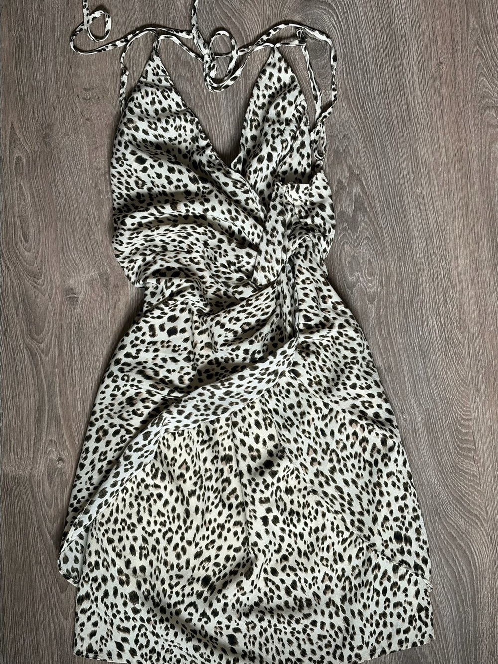 Audrey 3+1 Cream and Black Leopard-Print Mini Dress - Size S